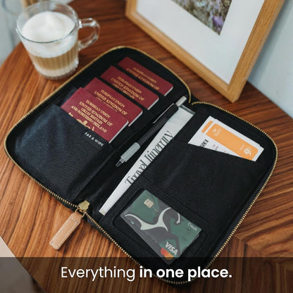 Premium Family Passport Holder and Document Organiser for 4 with RFID Blocking (Black)