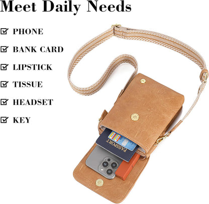 Small Crossbody Bags for Women Vegan Leather Cross Body Phone Purse | Lightweight Cell Phone Wallet, Women's Shoulder Handbags, Mini Cross Body Bag for Woman Travel Shopping Everyday Daily Use