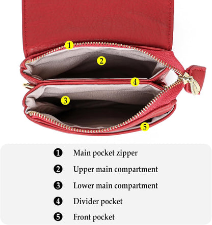 Small Crossbody Bags for Women Vegan Leather Cross Body Phone Purse | Lightweight Cell Phone Wallet, Women's Shoulder Handbags, Mini Cross Body Bag for Woman Travel Shopping Everyday Daily Use