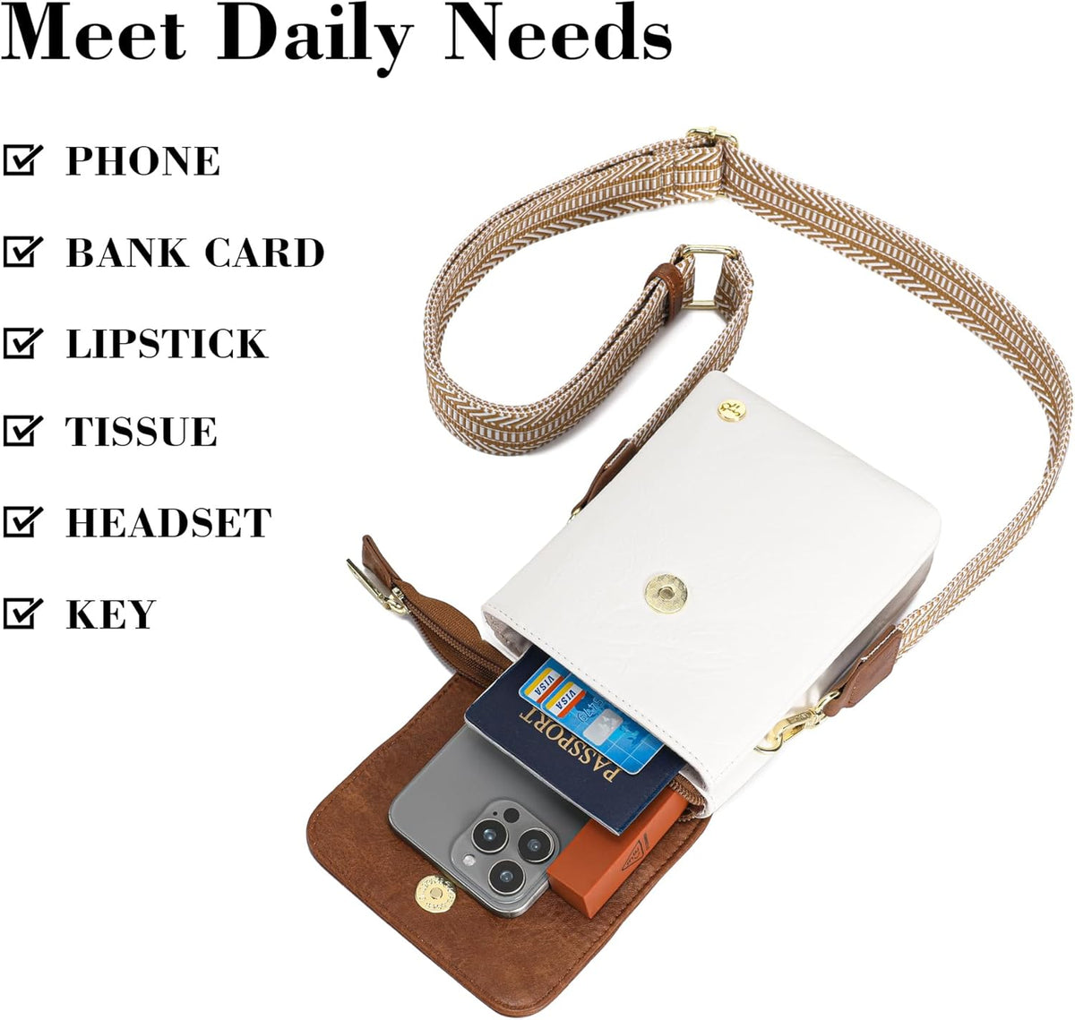 Small Crossbody Bags for Women Vegan Leather Cross Body Phone Purse | Lightweight Cell Phone Wallet, Women's Shoulder Handbags, Mini Cross Body Bag for Woman Travel Shopping Everyday Daily Use