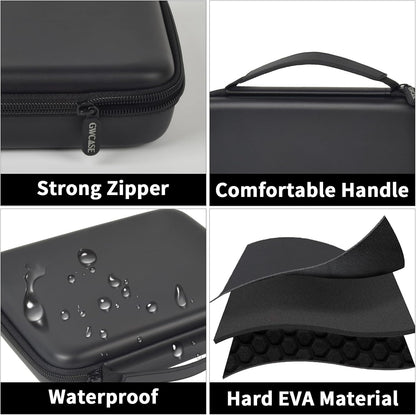 Ring Organizer Box, 42-Slot Hard Shell Case, Holds 50+ Pieces, Black | EVA and PU Carry Case with Velvet Foam Slots, Zipper and Handle for Collectors, Travel, Hotels, Weddings and Displays