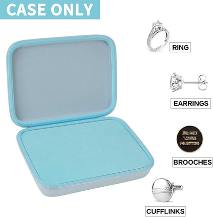 Ring Organizer Box, 42-Slot Hard Shell Case, Holds 50+ Pieces, Black | EVA and PU Carry Case with Velvet Foam Slots, Zipper and Handle for Collectors, Travel, Hotels, Weddings and Displays