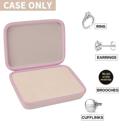 Ring Organizer Box, 42-Slot Hard Shell Case, Holds 50+ Pieces, Black | EVA and PU Carry Case with Velvet Foam Slots, Zipper and Handle for Collectors, Travel, Hotels, Weddings and Displays