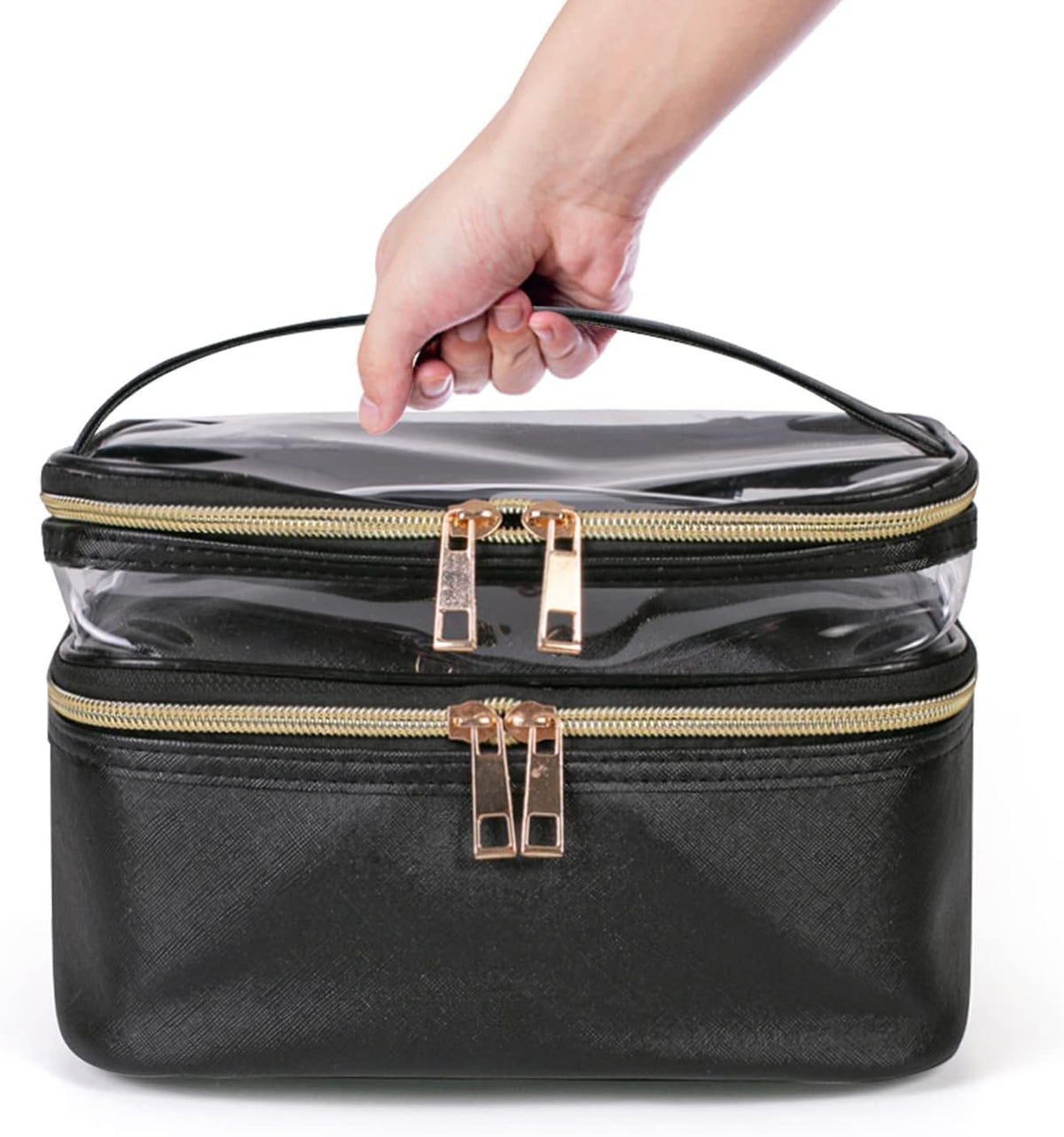 Double-layer Cosmetic Bag Makeup Bag Travel Makeup Bag Makeup Bags for Women Cosmetics Cases Portable Waterproof Foldable (Leopard)