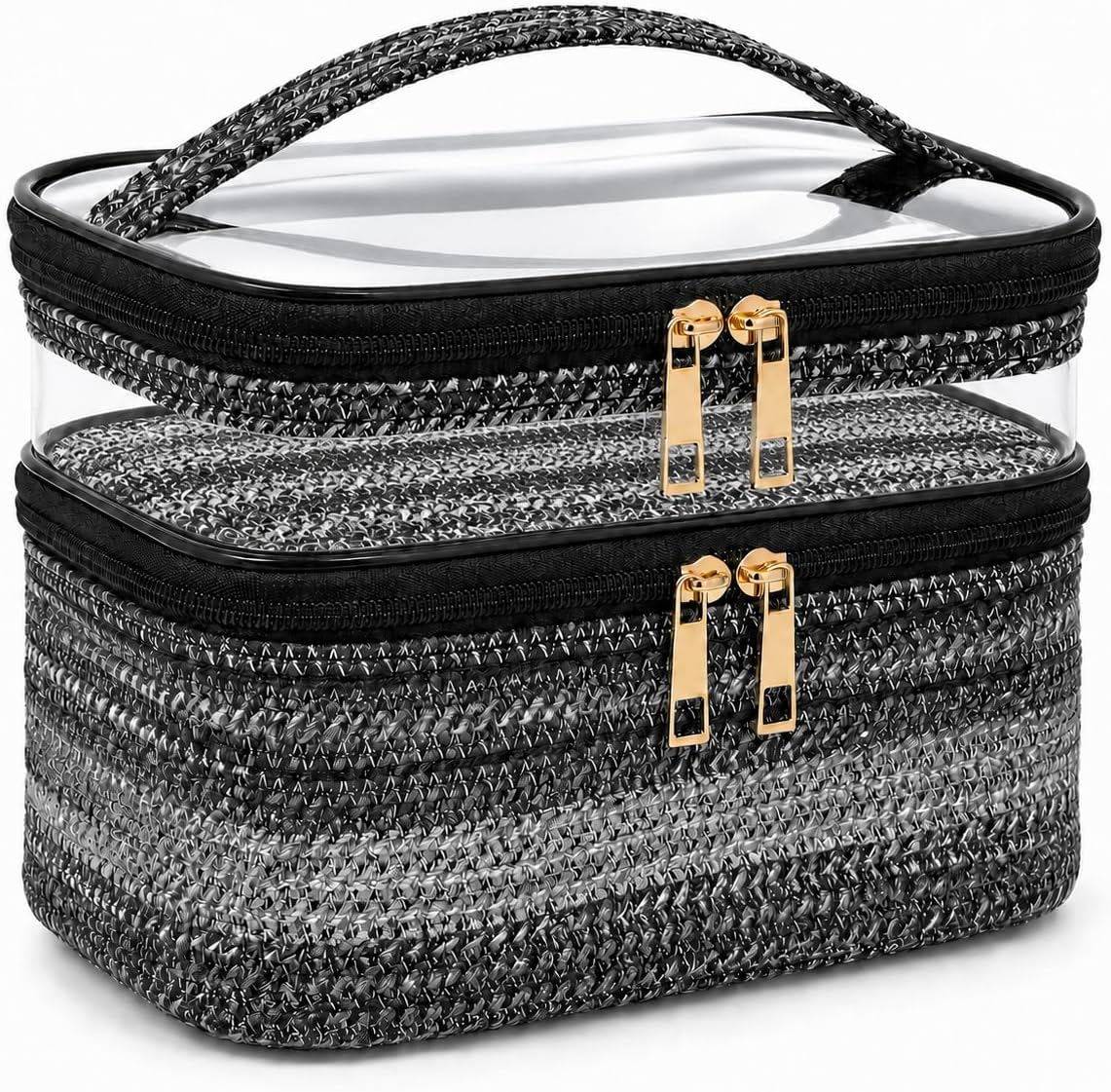 Double-layer Cosmetic Bag Makeup Bag Travel Makeup Bag Makeup Bags for Women Cosmetics Cases Portable Waterproof Foldable (Leopard)