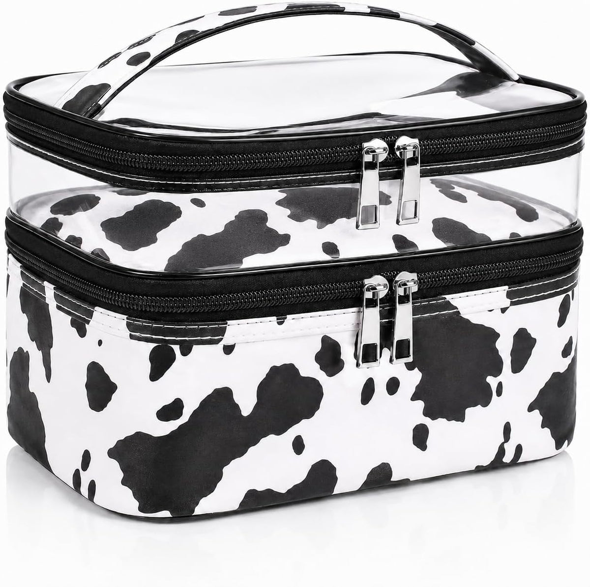 Double-layer Cosmetic Bag Makeup Bag Travel Makeup Bag Makeup Bags for Women Cosmetics Cases Portable Waterproof Foldable (Leopard)