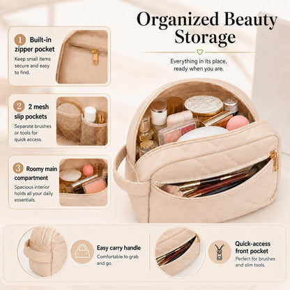 Double-layer Cosmetic Bag Makeup Bag Travel Makeup Bag Makeup Bags for Women Cosmetics Cases Portable Waterproof Foldable (Leopard)
