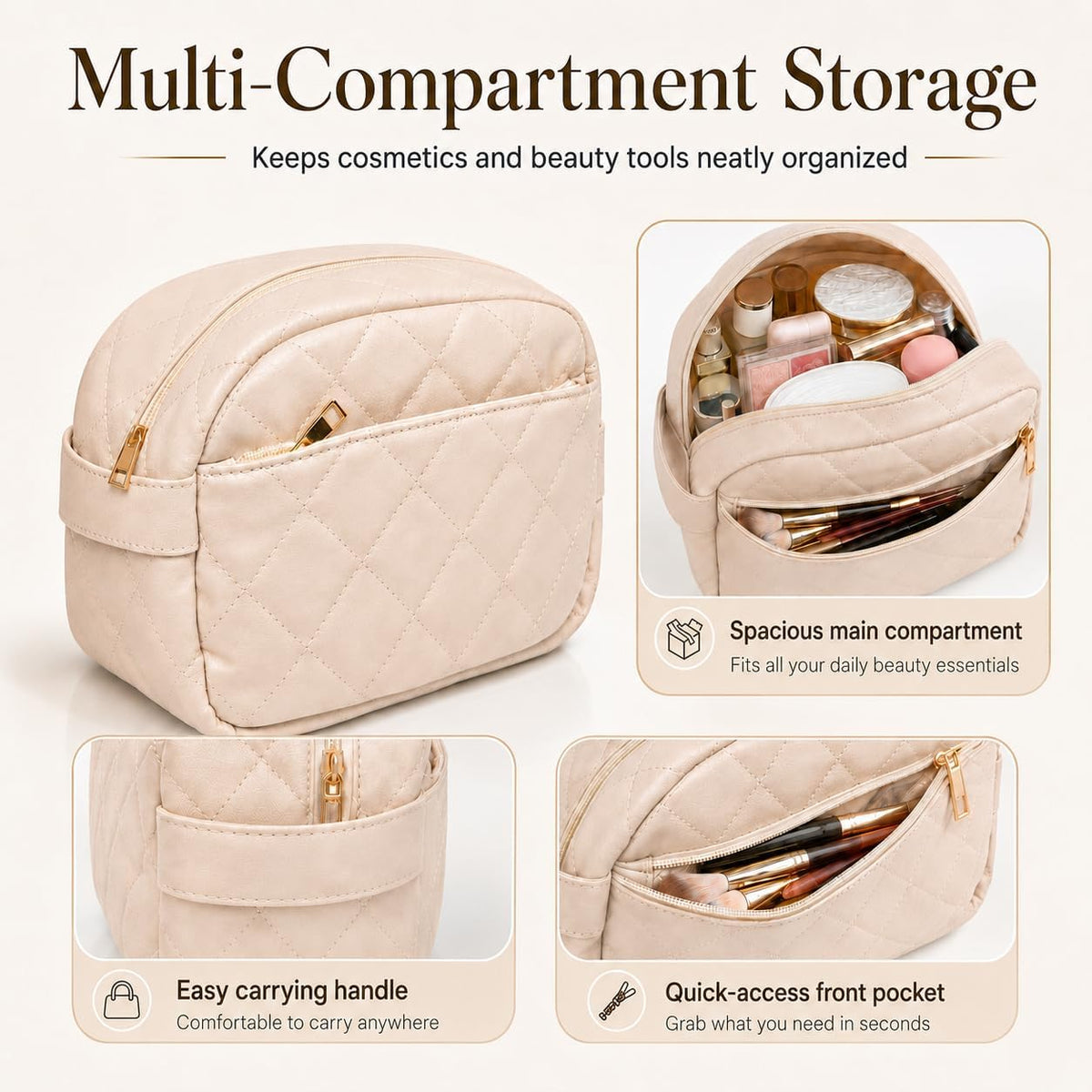 Double-layer Cosmetic Bag Makeup Bag Travel Makeup Bag Makeup Bags for Women Cosmetics Cases Portable Waterproof Foldable (Leopard)