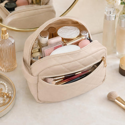 Double-layer Cosmetic Bag Makeup Bag Travel Makeup Bag Makeup Bags for Women Cosmetics Cases Portable Waterproof Foldable (Leopard)
