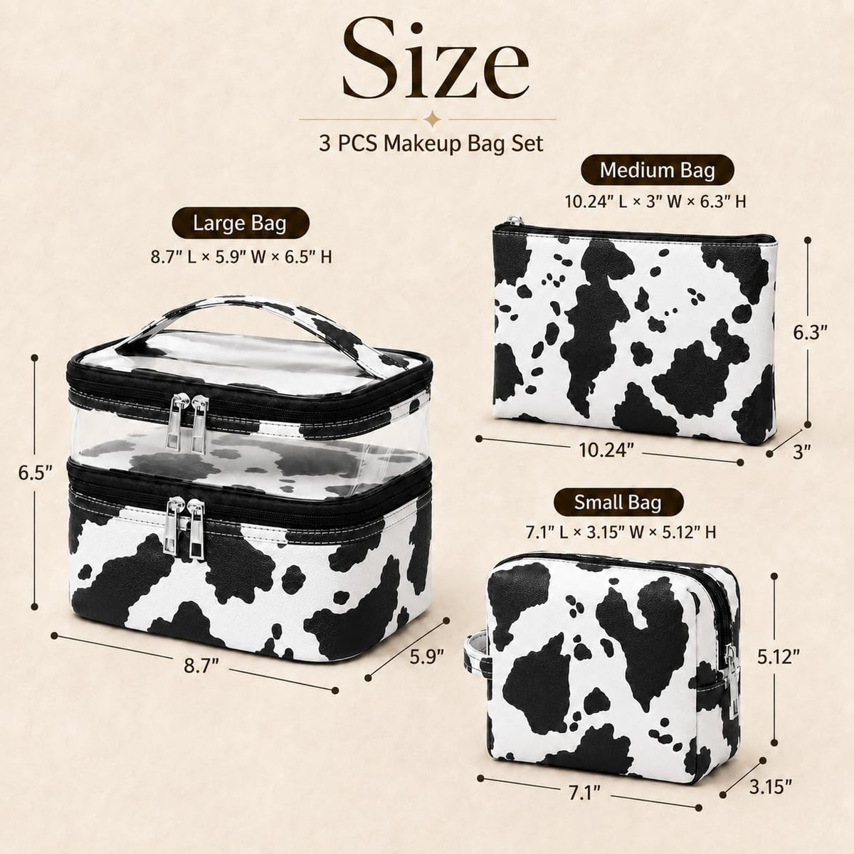 Double-layer Cosmetic Bag Makeup Bag Travel Makeup Bag Makeup Bags for Women Cosmetics Cases Portable Waterproof Foldable (Leopard)