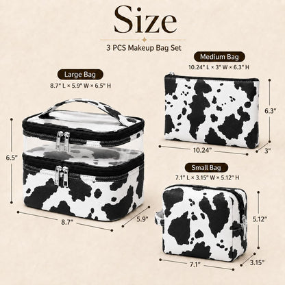 Double-layer Cosmetic Bag Makeup Bag Travel Makeup Bag Makeup Bags for Women Cosmetics Cases Portable Waterproof Foldable (Leopard)