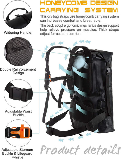Waterproof Backpack for Men 20L/30L/40L, Floating Dry Bag Kayak, Dry Backpack Hiking