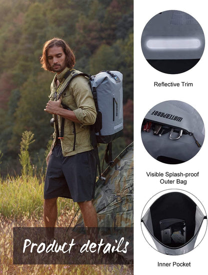 Waterproof Backpack for Men 20L/30L/40L, Floating Dry Bag Kayak, Dry Backpack Hiking