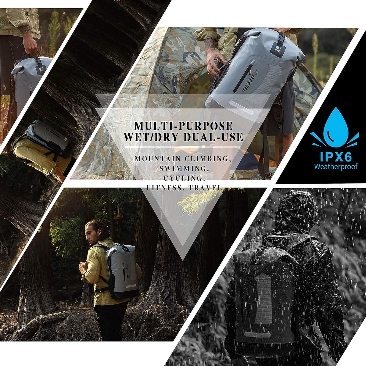 Waterproof Backpack for Men 20L/30L/40L, Floating Dry Bag Kayak, Dry Backpack Hiking