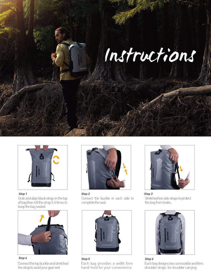 Waterproof Backpack for Men 20L/30L/40L, Floating Dry Bag Kayak, Dry Backpack Hiking