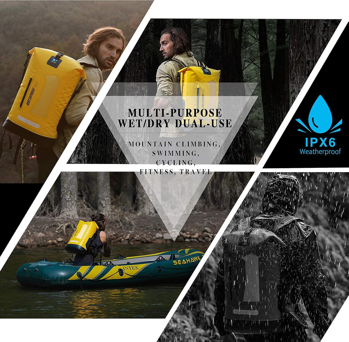Waterproof Backpack for Men 20L/30L/40L, Floating Dry Bag Kayak, Dry Backpack Hiking