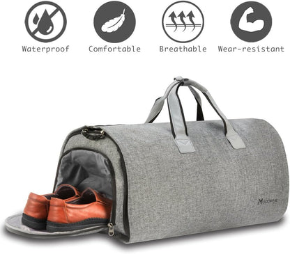 Garment Bags for Travel, 45L Carry on Convertible Garment Duffle bag | Men Women - 2 in 1 Hanging Suit Travel Bag with Shoulder Strap