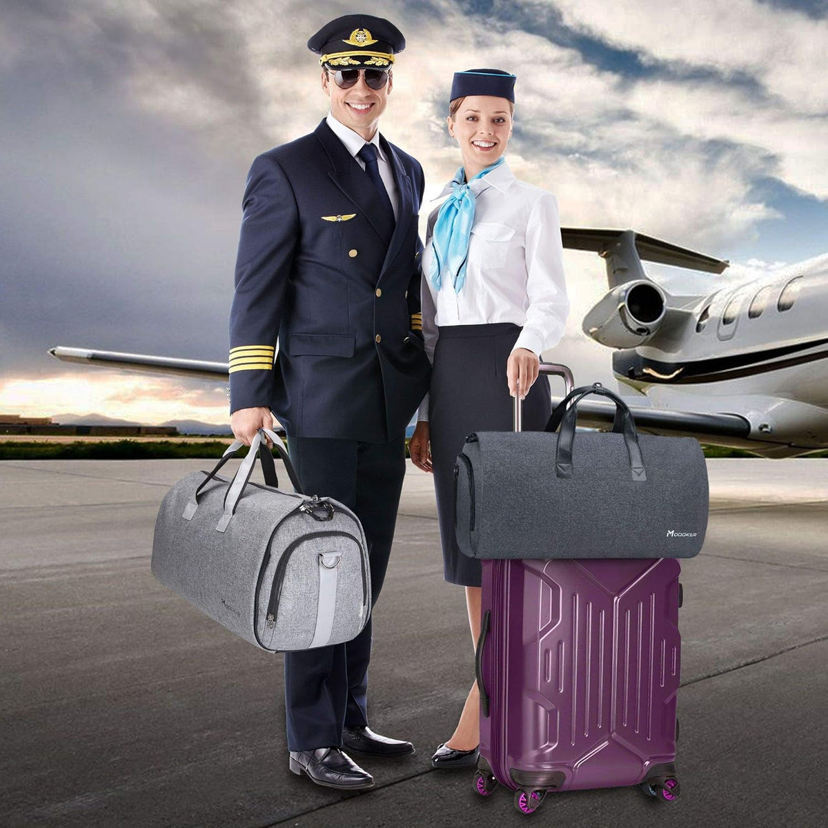 Garment Bags for Travel, 45L Carry on Convertible Garment Duffle bag | Men Women - 2 in 1 Hanging Suit Travel Bag with Shoulder Strap