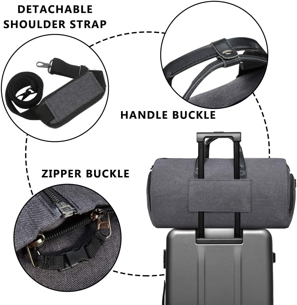 Garment Bags for Travel, 45L Carry on Convertible Garment Duffle bag | Men Women - 2 in 1 Hanging Suit Travel Bag with Shoulder Strap