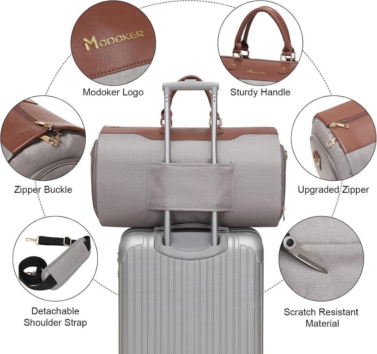 Garment Bags for Travel, 45L Carry on Convertible Garment Duffle bag | Men Women - 2 in 1 Hanging Suit Travel Bag with Shoulder Strap