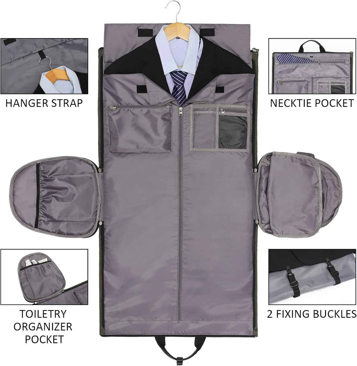 Garment Bags for Travel, 45L Carry on Convertible Garment Duffle bag | Men Women - 2 in 1 Hanging Suit Travel Bag with Shoulder Strap