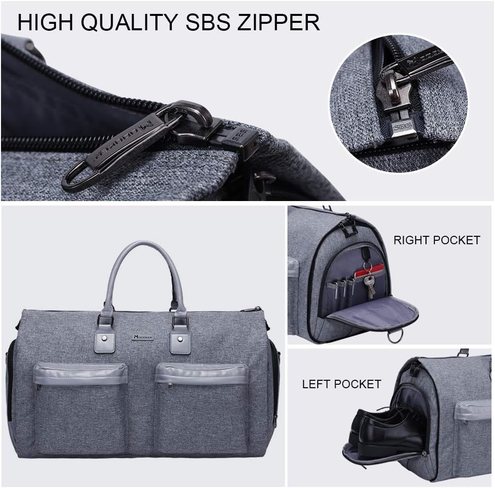 Garment Bags for Travel, 45L Carry on Convertible Garment Duffle bag | Men Women - 2 in 1 Hanging Suit Travel Bag with Shoulder Strap