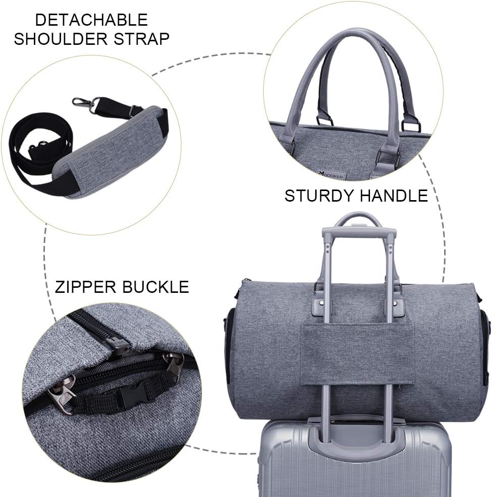 Garment Bags for Travel, 45L Carry on Convertible Garment Duffle bag | Men Women - 2 in 1 Hanging Suit Travel Bag with Shoulder Strap