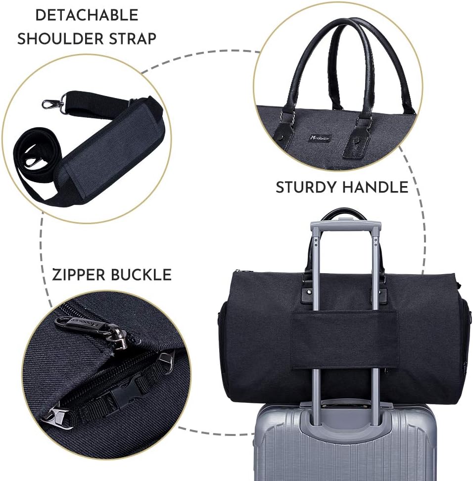 Garment Bags for Travel, 45L Carry on Convertible Garment Duffle bag | Men Women - 2 in 1 Hanging Suit Travel Bag with Shoulder Strap