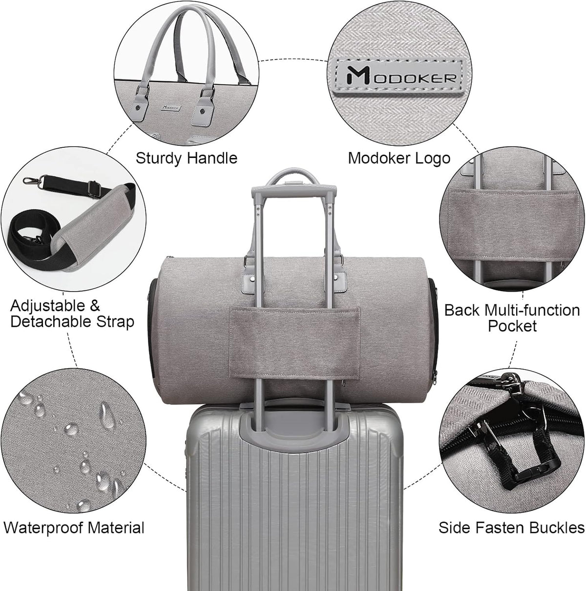 Garment Bags for Travel, 45L Carry on Convertible Garment Duffle bag | Men Women - 2 in 1 Hanging Suit Travel Bag with Shoulder Strap