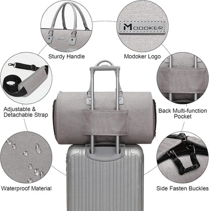 Garment Bags for Travel, 45L Carry on Convertible Garment Duffle bag | Men Women - 2 in 1 Hanging Suit Travel Bag with Shoulder Strap