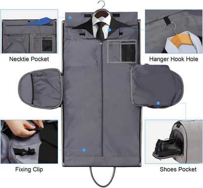 Garment Bags for Travel, 45L Carry on Convertible Garment Duffle bag | Men Women - 2 in 1 Hanging Suit Travel Bag with Shoulder Strap