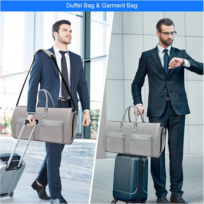 Garment Bags for Travel, 45L Carry on Convertible Garment Duffle bag | Men Women - 2 in 1 Hanging Suit Travel Bag with Shoulder Strap