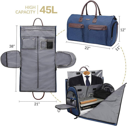 Garment Bags for Travel, 45L Carry on Convertible Garment Duffle bag | Men Women - 2 in 1 Hanging Suit Travel Bag with Shoulder Strap
