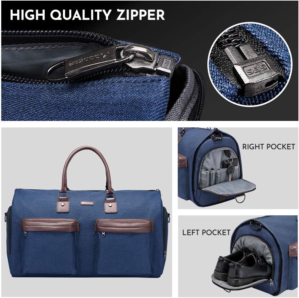 Garment Bags for Travel, 45L Carry on Convertible Garment Duffle bag | Men Women - 2 in 1 Hanging Suit Travel Bag with Shoulder Strap