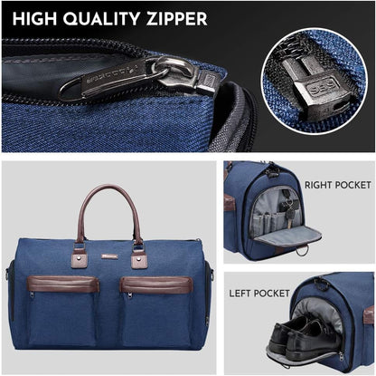 Garment Bags for Travel, 45L Carry on Convertible Garment Duffle bag | Men Women - 2 in 1 Hanging Suit Travel Bag with Shoulder Strap