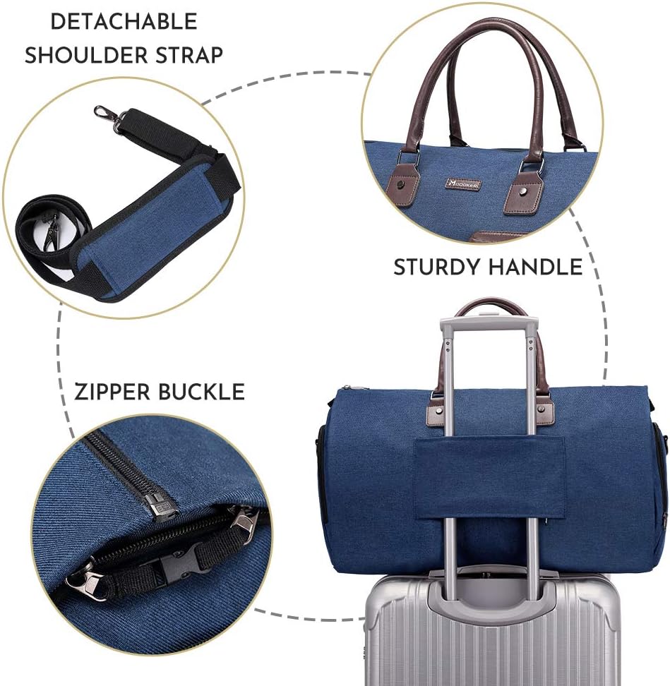 Garment Bags for Travel, 45L Carry on Convertible Garment Duffle bag | Men Women - 2 in 1 Hanging Suit Travel Bag with Shoulder Strap