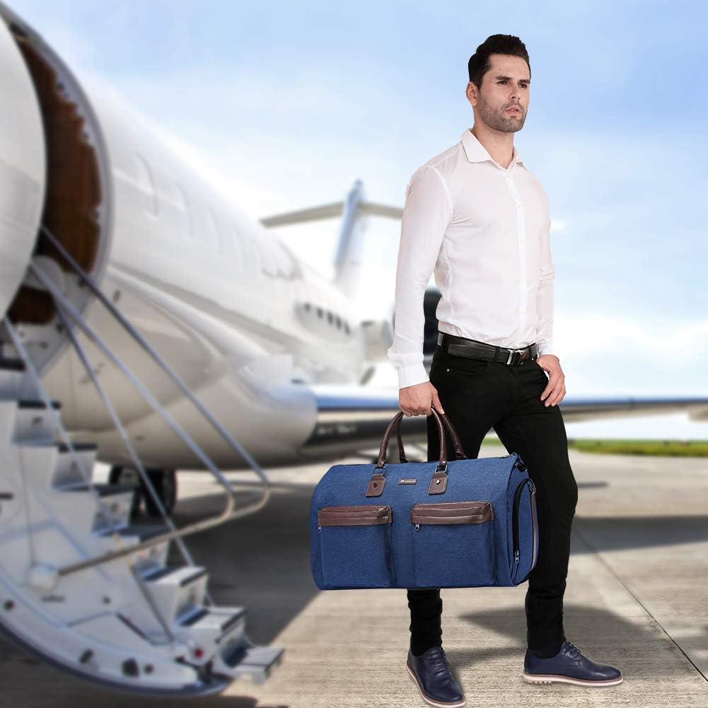 Garment Bags for Travel, 45L Carry on Convertible Garment Duffle bag | Men Women - 2 in 1 Hanging Suit Travel Bag with Shoulder Strap