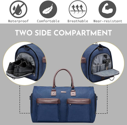 Garment Bags for Travel, 45L Carry on Convertible Garment Duffle bag | Men Women - 2 in 1 Hanging Suit Travel Bag with Shoulder Strap