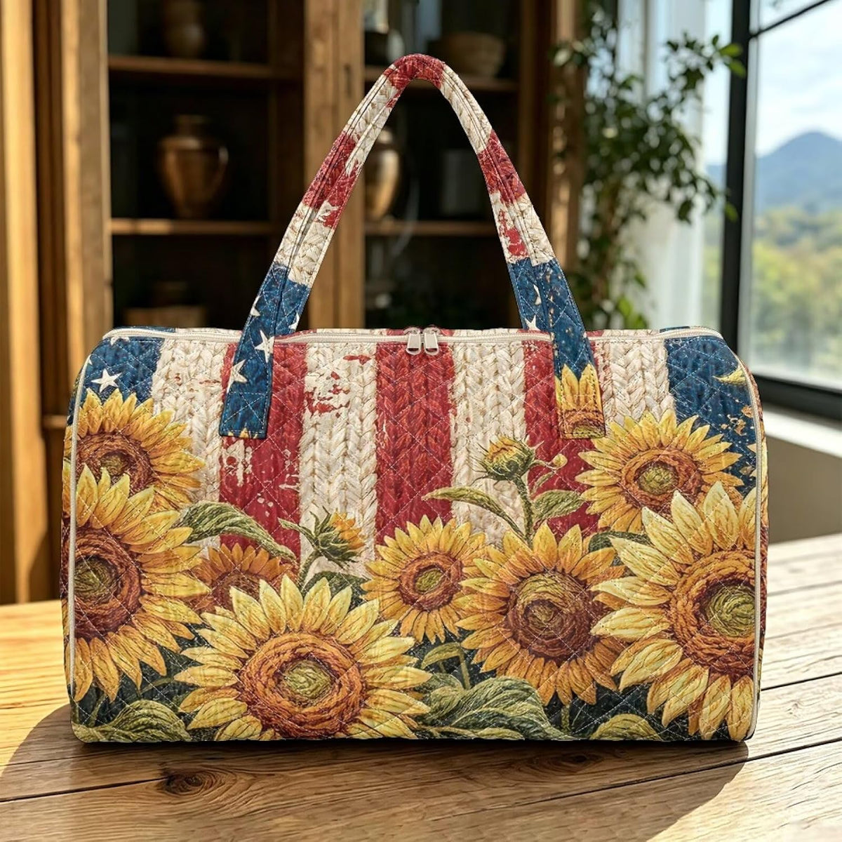 Quilted Tote Bag Large Car Womens Gym Puffer Bag Lightweight Large Capacity Bag with Top Handles Built-in Pockets for Travel, Camping, Work and Shopping