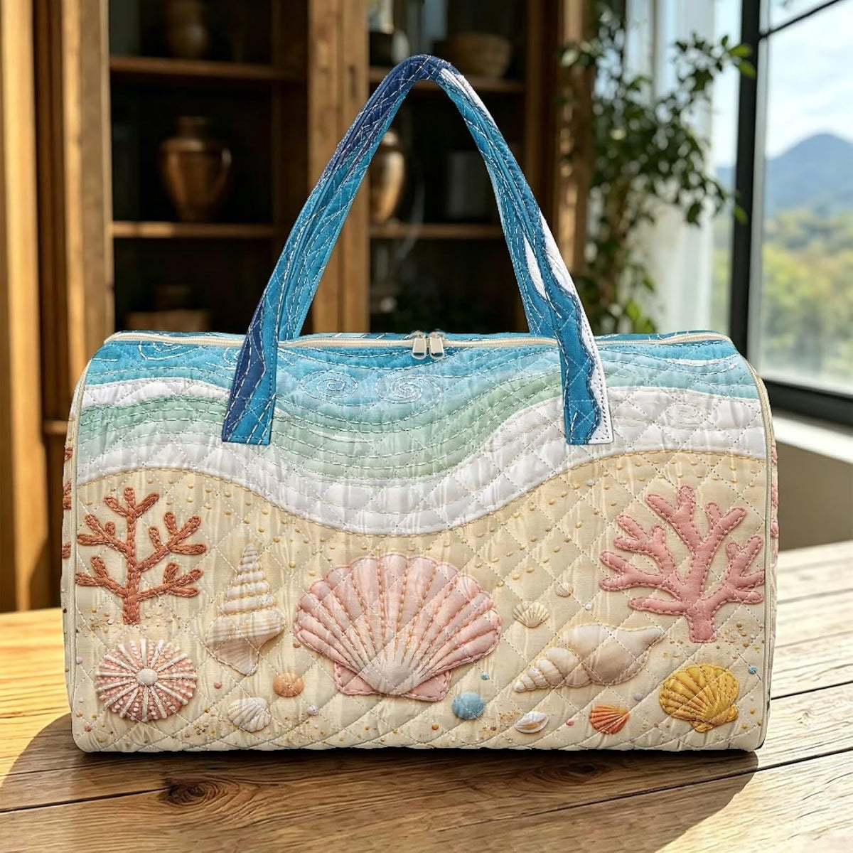 Quilted Tote Bag Large Car Womens Gym Puffer Bag Lightweight Large Capacity Bag with Top Handles Built-in Pockets for Travel, Camping, Work and Shopping