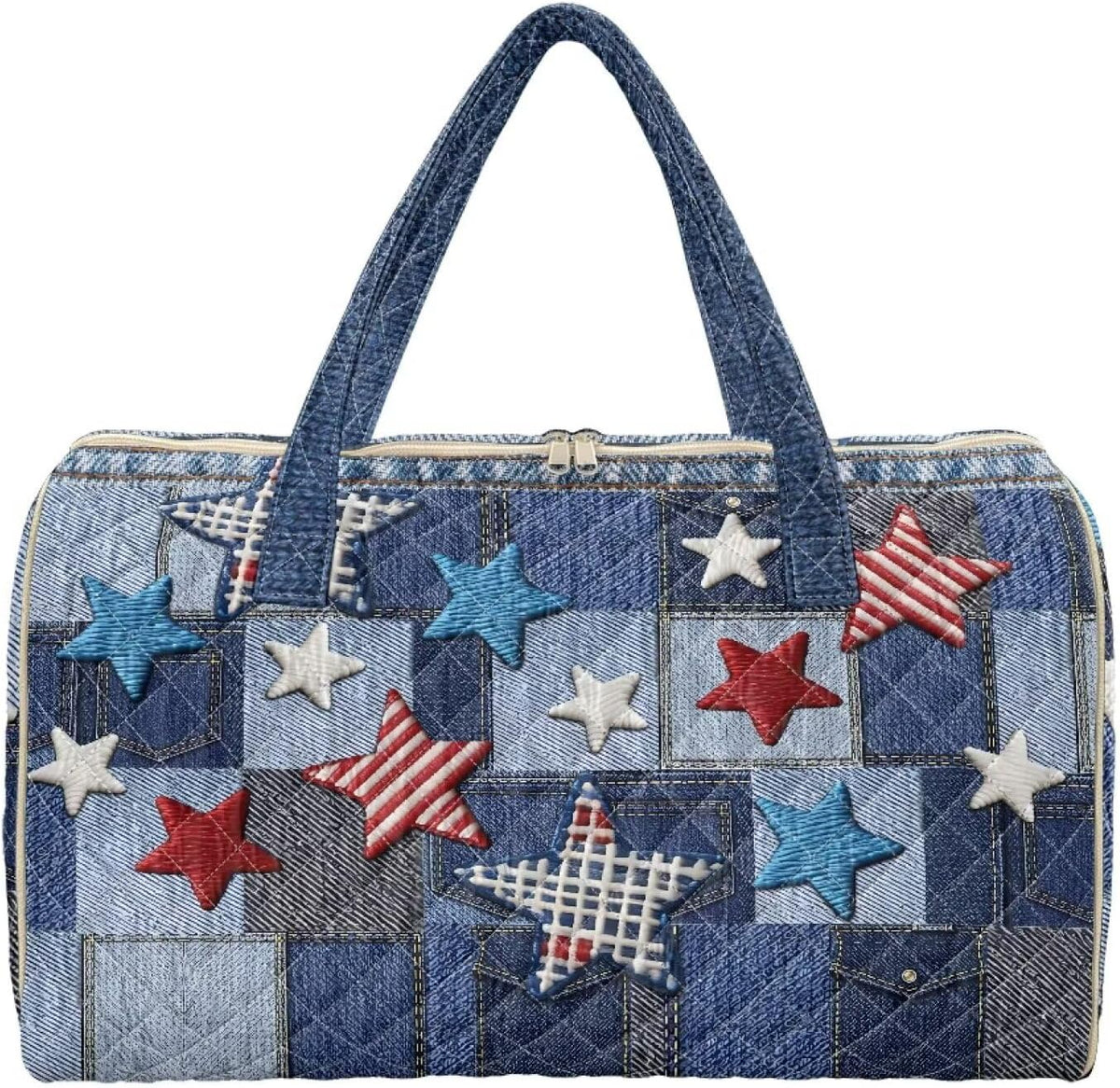 Quilted Tote Bag Large Car Womens Gym Puffer Bag Lightweight Large Capacity Bag with Top Handles Built-in Pockets for Travel, Camping, Work and Shopping