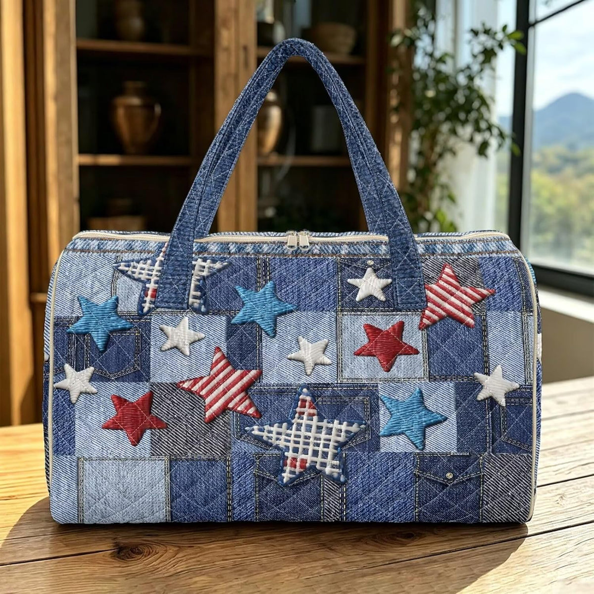Quilted Tote Bag Large Car Womens Gym Puffer Bag Lightweight Large Capacity Bag with Top Handles Built-in Pockets for Travel, Camping, Work and Shopping