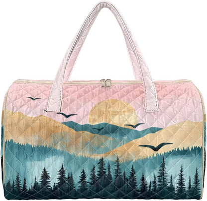 Quilted Tote Bag Large Car Womens Gym Puffer Bag Lightweight Large Capacity Bag with Top Handles Built-in Pockets for Travel, Camping, Work and Shopping