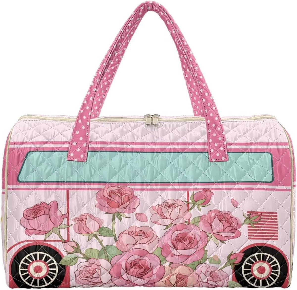 Quilted Tote Bag Large Car Womens Gym Puffer Bag Lightweight Large Capacity Bag with Top Handles Built-in Pockets for Travel, Camping, Work and Shopping