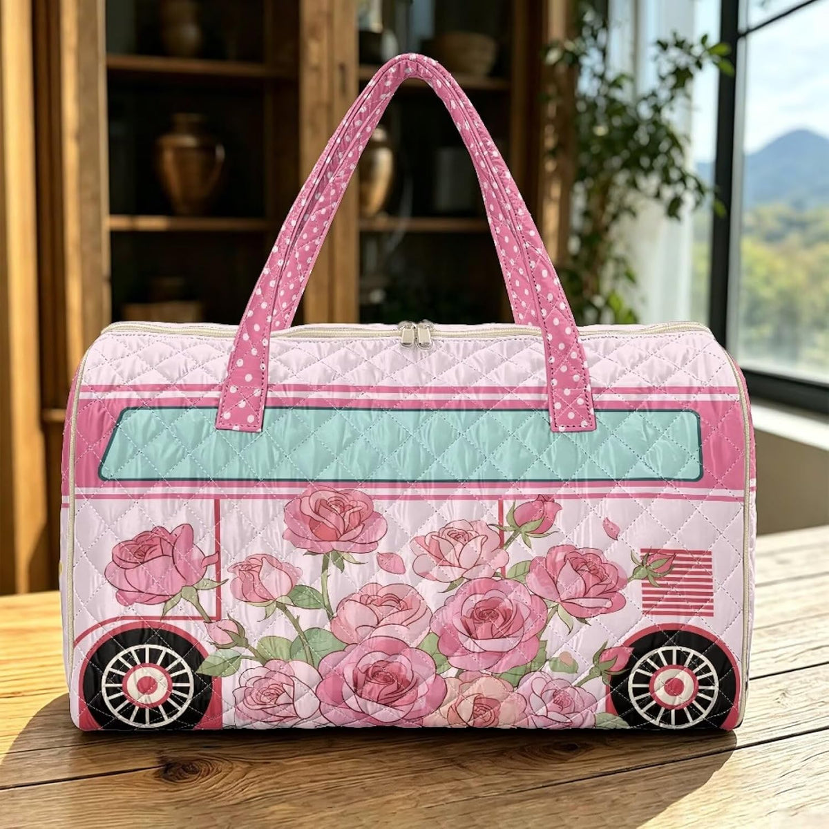Quilted Tote Bag Large Car Womens Gym Puffer Bag Lightweight Large Capacity Bag with Top Handles Built-in Pockets for Travel, Camping, Work and Shopping