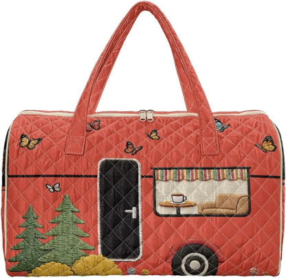 Quilted Tote Bag Large Car Womens Gym Puffer Bag Lightweight Large Capacity Bag with Top Handles Built-in Pockets for Travel, Camping, Work and Shopping