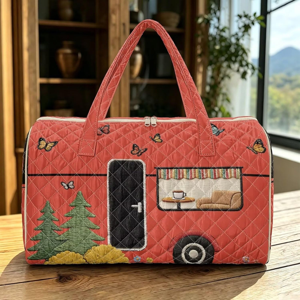 Quilted Tote Bag Large Car Womens Gym Puffer Bag Lightweight Large Capacity Bag with Top Handles Built-in Pockets for Travel, Camping, Work and Shopping