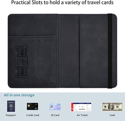 Passport Holder Wallet Cover Case,RFID Blocking Passport Cover,Large Capacity Travel Wallet with Multi Card Slots (Butterfly and Moon)