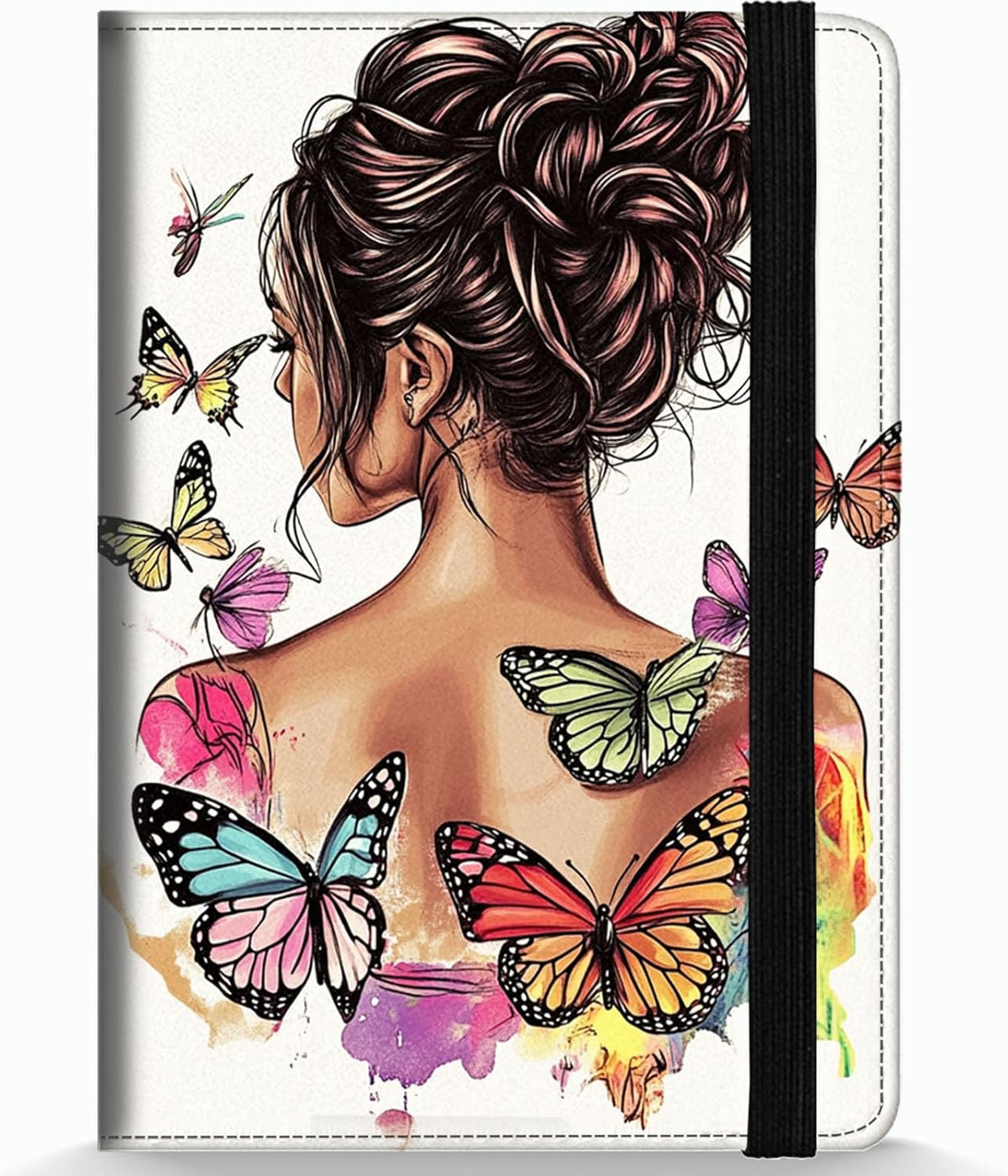 Passport Holder Wallet Cover Case,RFID Blocking Passport Cover,Large Capacity Travel Wallet with Multi Card Slots (Butterfly and Moon)