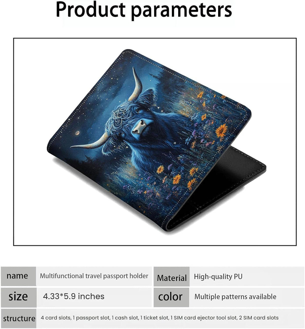 Passport Holder Wallet Cover Case,RFID Blocking Passport Cover,Large Capacity Travel Wallet with Multi Card Slots (Butterfly and Moon)